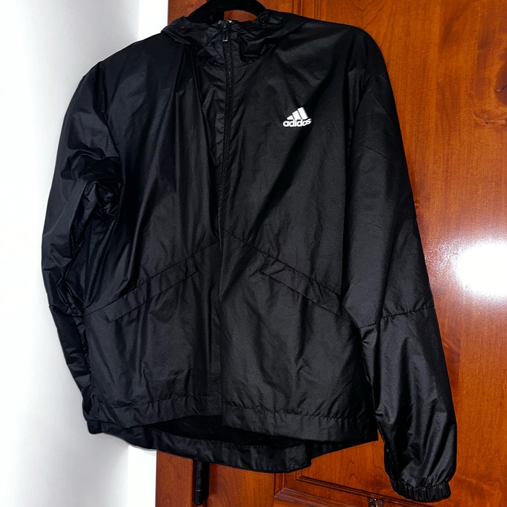 Adidas Black Hooded Windbreaker